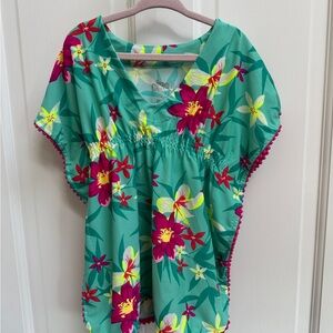 NWOT Circo 3T Girls Floral Green Poncho Coverup